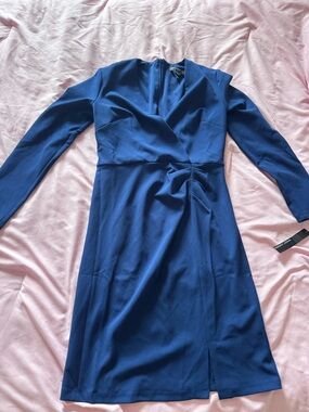 Maggy London Royal Blue Long-Sleeve Wrap Dress